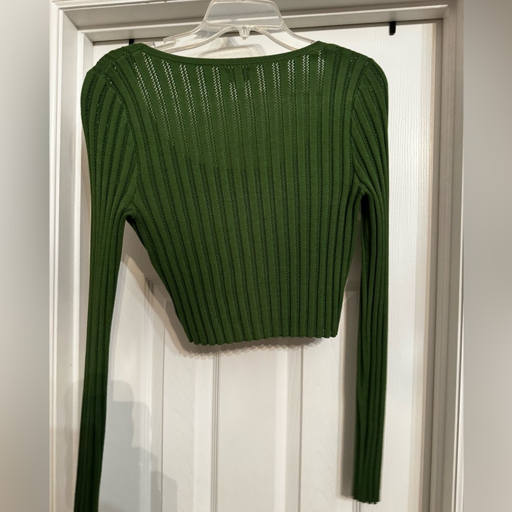 Green Ribbed Long Sleeve Top - Picture 3 of 3